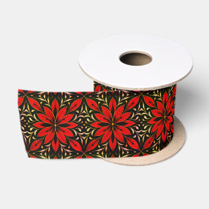 Red flowers satin ribbon