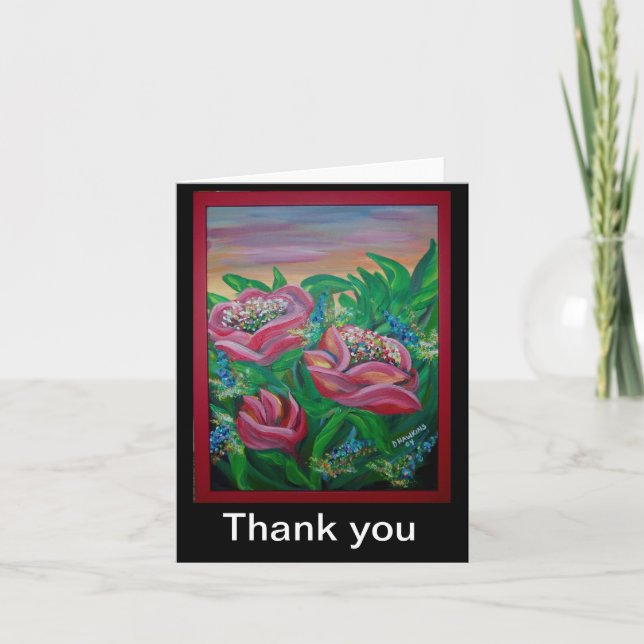 red flowers thank you card (Front)