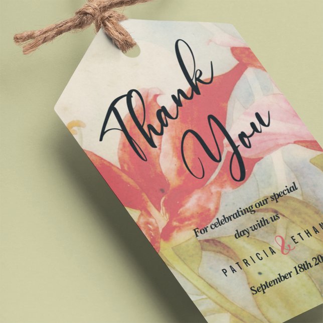 Red Flowers Thank You Favour Tag Template (Red Flowers Thank You Favor Tag Template)