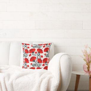 Red flowers throw pillow