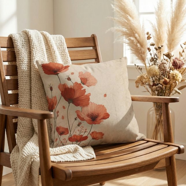 Red flowers. throw pillow (Creator Uploaded)