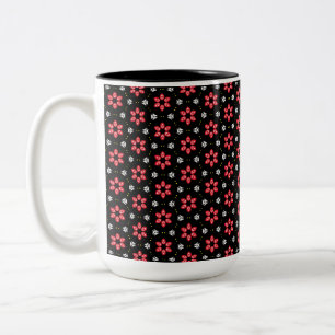 Red Flowers Two-Tone Coffee Mug