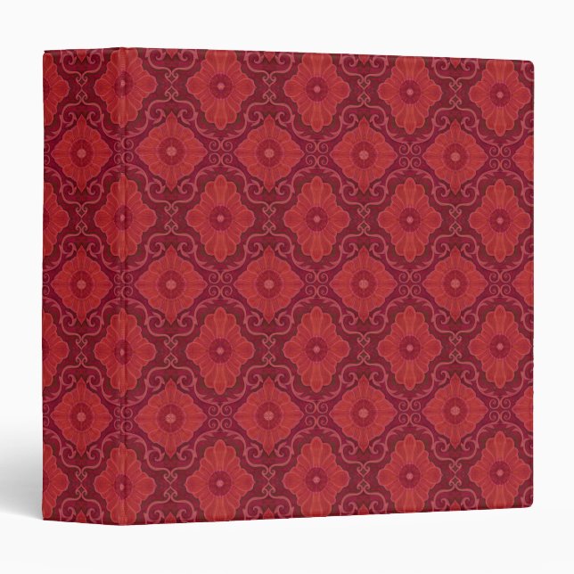 "Red flowers” vintage floral arabesque pattern Binder (Front/Spine)