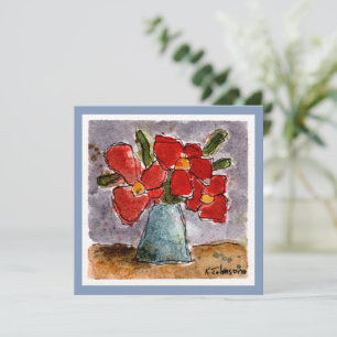 Red Flowers Watercolor Greeting Card