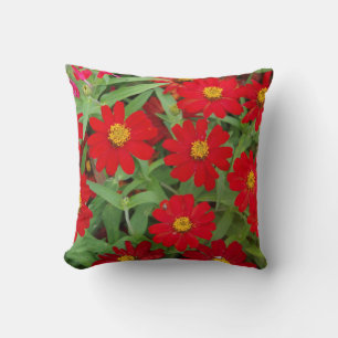 Red flowers with Yellow Centres pillow