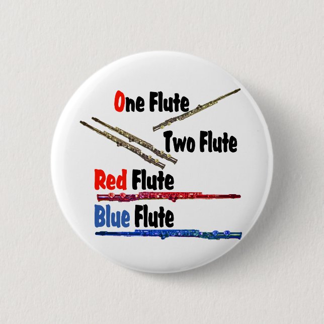 Red Flute Blue Flute 2 Inch Round Button (Front)