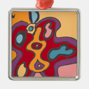 Red Flutterfly Metal Ornament
