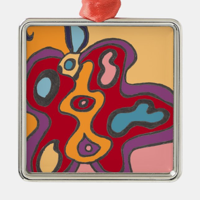 Red Flutterfly Metal Ornament (Front)