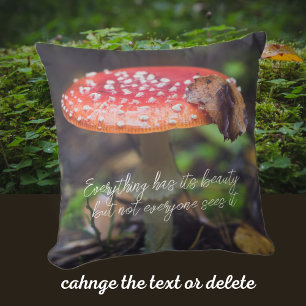 Red Fly Agaric Mushroom in the Forest Throw Pillow