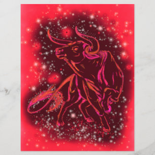 Red Flyer Bull Running At Starry Night