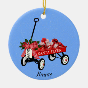 Red Flyer Wagon Ceramic Christmas Personalized Ornament
