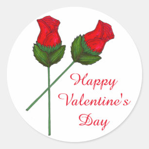 Red Foil Chocolate Roses Happy Valentine's Day Classic Round Sticker
