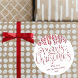 Red Foil Effect Typography Merry Christmas Classic Round Sticker<br><div class="desc">Send out this year's holiday greetings in style with these unique and modern holiday stickers. The design features a festive red foil effect typography script "Merry Christmas" with matching hanging foliage on a clean white background. These stickers can be used as envelope seals, Christmas gift tags, holiday party favour stickers,...</div>