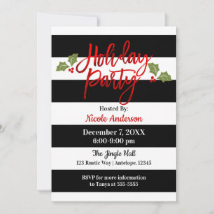 Red Foil Sleek Shine Modern Script Holiday Party Invitation