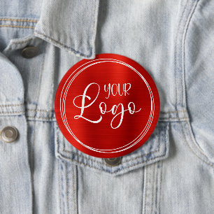 Red Foil Your Business Logo Huge 4 Inch Round Button