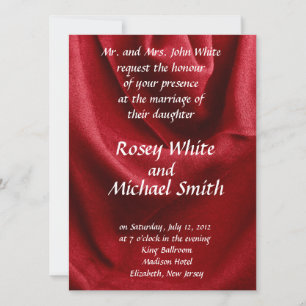 Red folded fabric invitation
