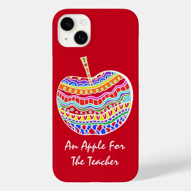 Red Folk Art Apple Teacher's  Case-Mate iPhone Case (Back)