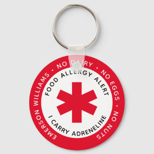 Red Food Allergy Alert Keychain