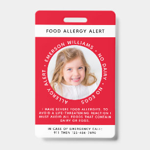 Red Food Allergy Alert Photo Badge