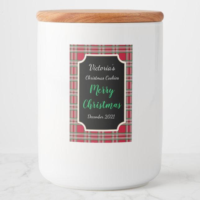 Red Food Jar Christmas Cookie Étiquette Stickers c (Devant)