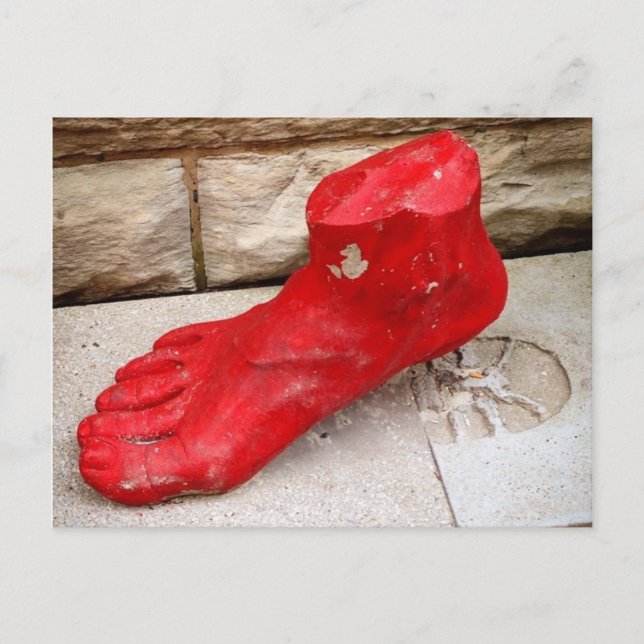 Red foot sculpture in Chicago Postcard (Front)