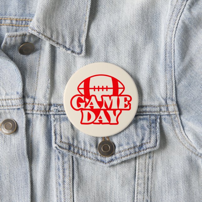 Red football game day button (In Situ)