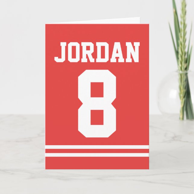 Red Football Jersey - Sports Theme Birthday Party Card (Front)