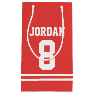 Red Football Jersey - Sports Theme Birthday Party Small Gift Bag