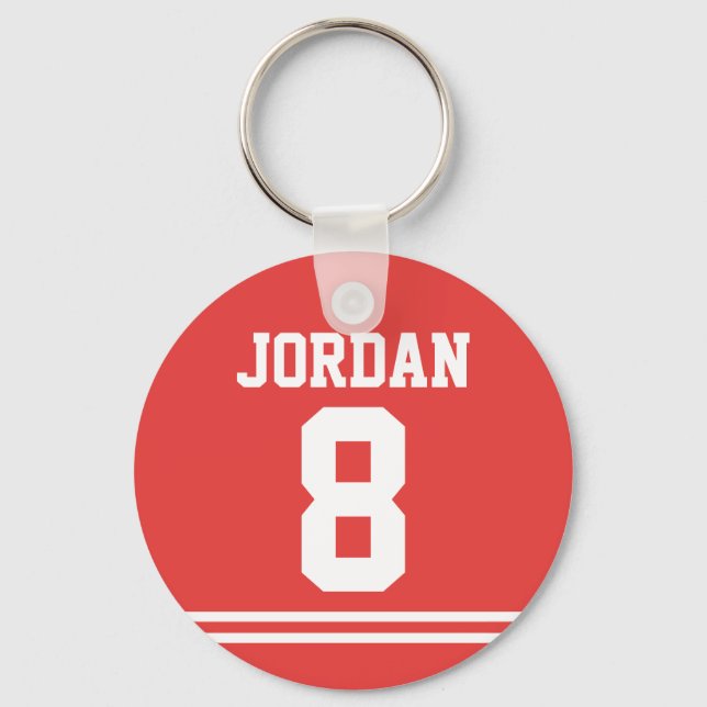 Red Football Jersey with Number Keychain (Front)