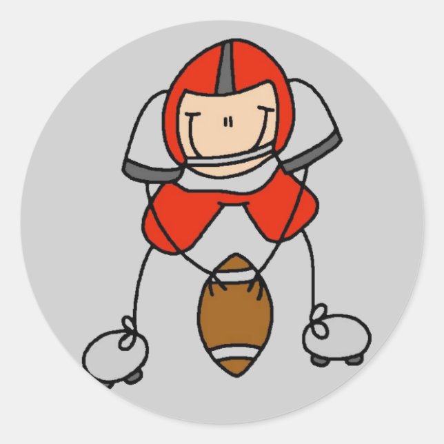 Red Football Player Tshirts and Gifts Classic Round Sticker (Front)