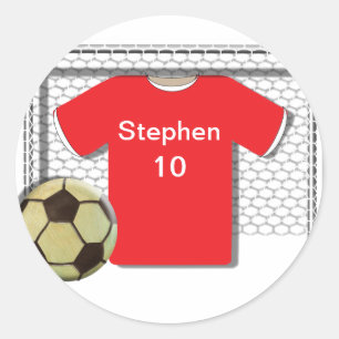 Red Football Soccer Personalized Sticker
