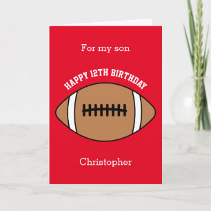 Red Football Sport 12th Birthday Card