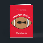 Red Football Sport 12th Birthday Card<br><div class="desc">A red personalized football 12th birthday card for son, grandson, godson, etc. You can easily personalize the front of this sports birthday card with his age and name. The inside card message and back of the card can also be personalized for the birthday recipient. This 12th football birthday card for...</div>