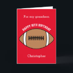 Red Football Sport 16th Birthday Card<br><div class="desc">A red personalized football 16th birthday card for grandson, son, nephew, etc. You can easily personalize the front of this sports birthday card with his age and name. The inside card message and back of the card can also be personalized for the birthday recipient. This 16th football birthday card for...</div>