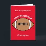 Red Football Sport 16th Birthday Card<br><div class="desc">A red personalized football 16th birthday card for grandson, son, nephew, etc. You can easily personalize the front of this sports birthday card with his age and name. The inside card message and back of the card can also be personalized for the birthday recipient. This 16th football birthday card for...</div>