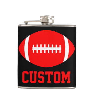 Red Football Team Custom Fan Colour & Team Name Hip Flask