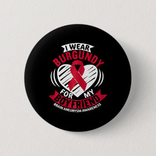 Red For Boyfriend Brain Aneurysm Awareness Graphic 2 Inch Round Button