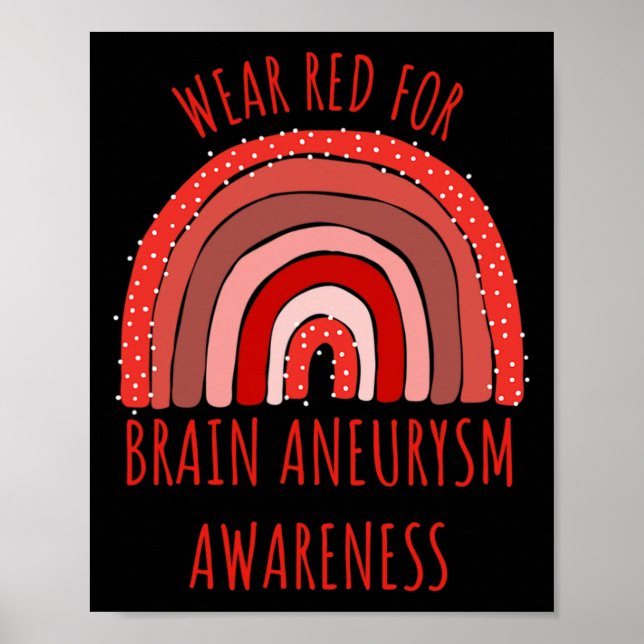 Red For Brain Aneurysm Awareness Brain Aneurysm  Poster (Front)