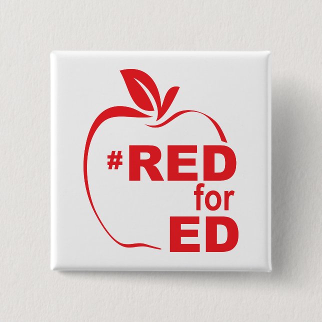 Red for Ed 2 Inch Square Button (Front)