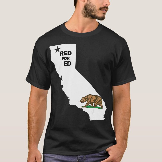 Red For Ed California Tee LA Teacher Protest  (Front)