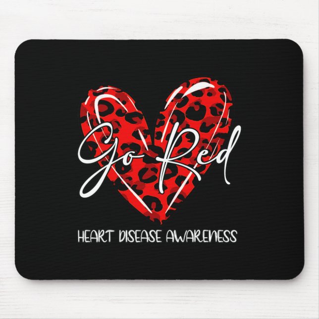 Red For Womens Heart Disease Awareness Month Leopa Mouse Pad (Front)