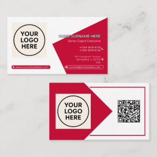 Red Formal QR Code Professional Corporate Modern Business Card