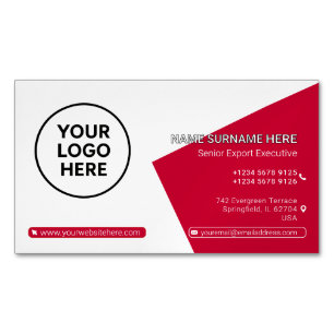 Red Formal QR Professional Corporate Modern Magnetic Business Card