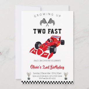 Red Formula One Racing Car birthday Invitation
