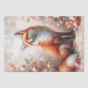 Red Fox Among Roses Floral Art Tissue Paper