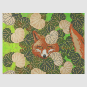 RED FOX AMONG THE GREEN LEAVES AND FOLIAGE TISSUE PAPER