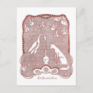 Red fox and crane postcard
