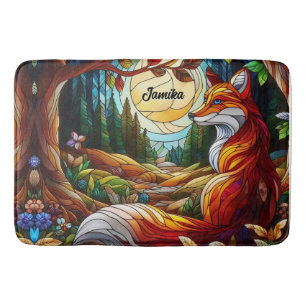 Red Fox and Sun and Forest Bath Mat