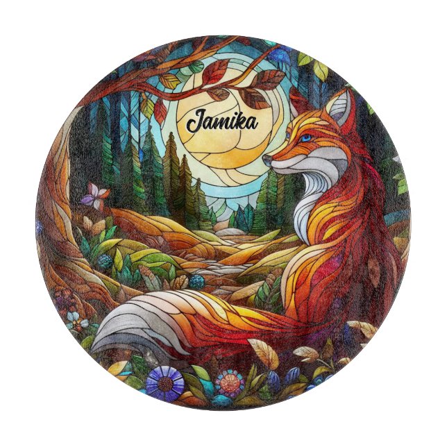  Red Fox and Sun and Forest Cutting Board (Front)