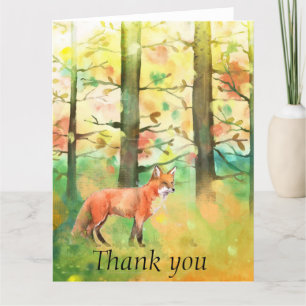 Red Fox Animal Autumn Fall Trees Thank You Thanks Card